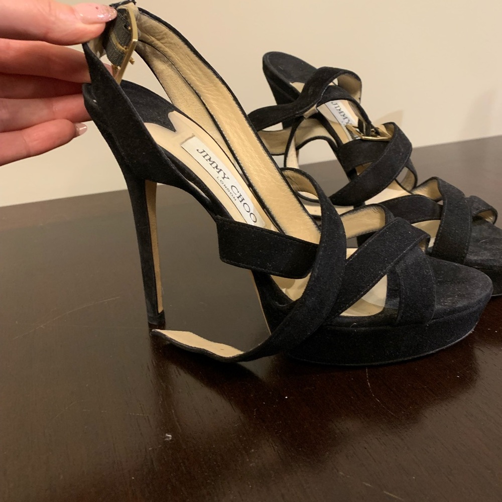 Jimmy Choo black strappy sandals. Size 36.5. Barley worn.